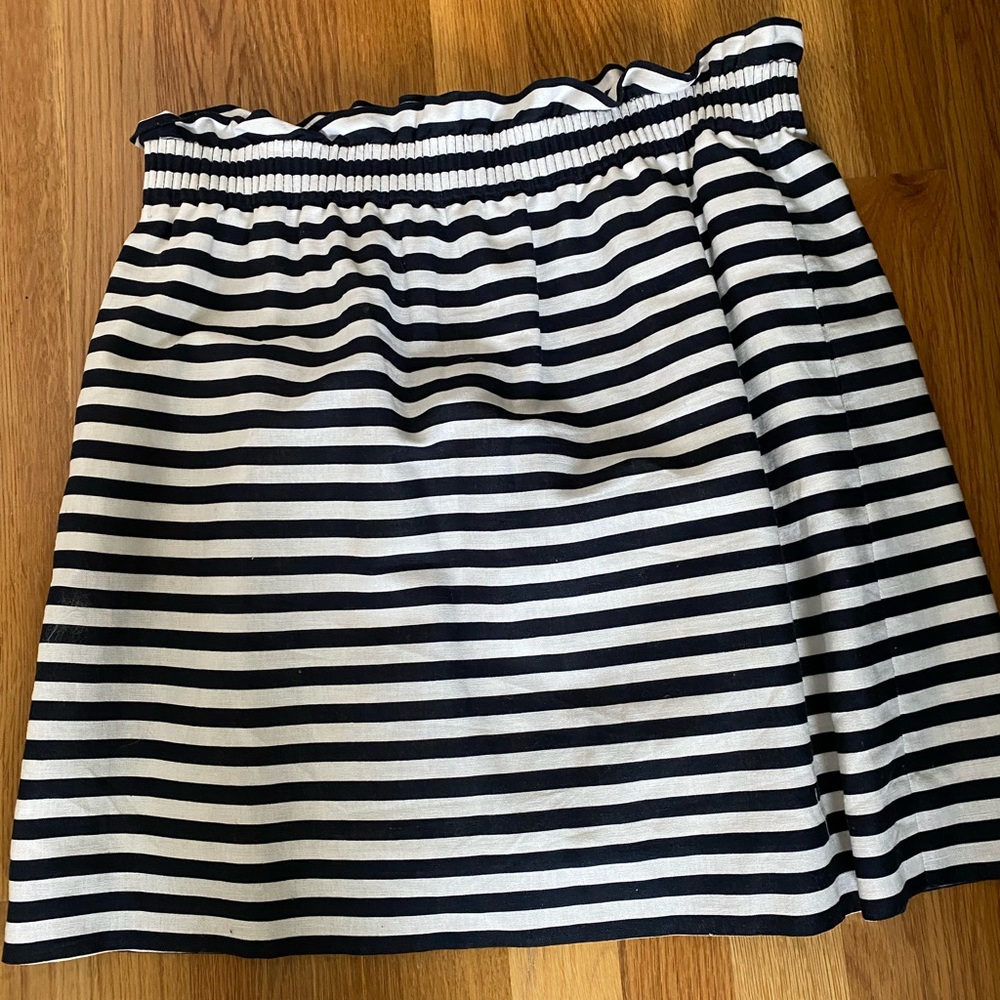 JCrew navy and white striped skirt